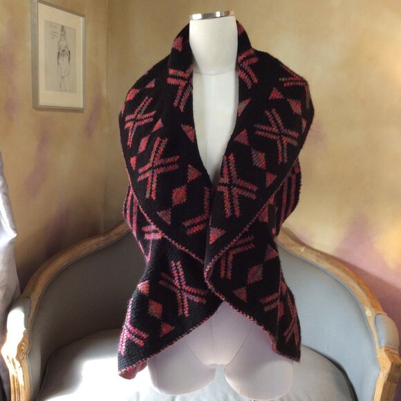 Boho tribal intarsia reversible knitted vest, size M? - Picture 2 of 13